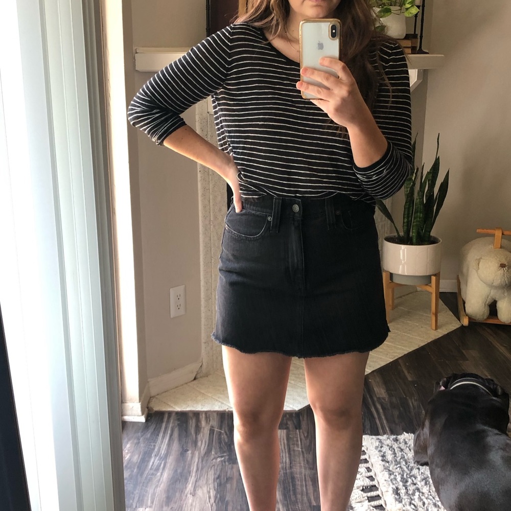 Black denim skirt